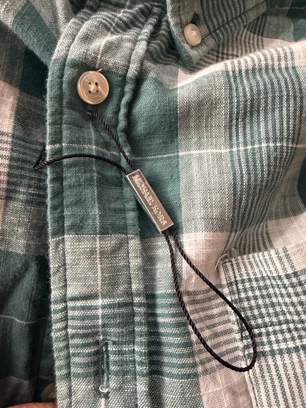 Michael Kors Classic Fit Atlas Green and White Plaid Button-Down Shirt LS $98 - Picture 12 of 12